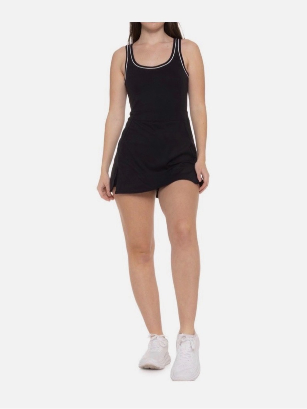 SPLITS59 Martina Rigor Piping Dress - Built-In Liner, Sleeveless Black Small